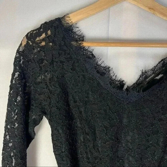 Mango Suit Black Lace Long Sleeve Maxi Formal Fit & Flare Dress XS - Picture 6 of 8